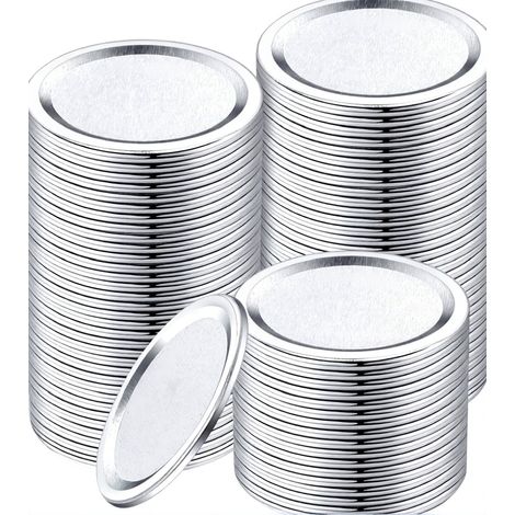 100 tapas de apertura estándar para tarros de conservas Ball & Kerr: tapas metálicas con abertura dividida, material apto para alimentos, ajuste perfecto y sellado garantizado para tarros de apertura  (1/5)