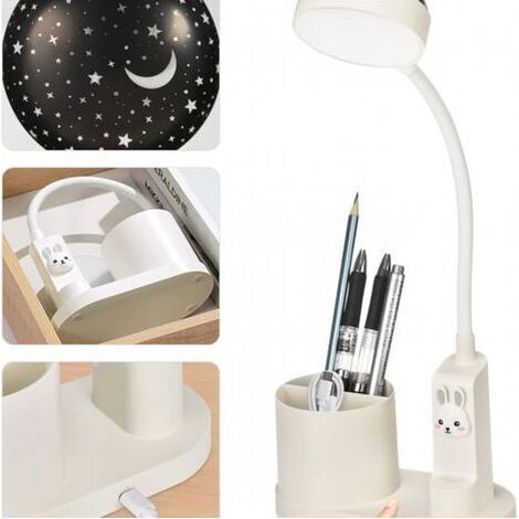 Lampe de chevet tactile à intensité variable, lampe de chevet avec table de chevet, abat-jour rétractable blanc (1/5)