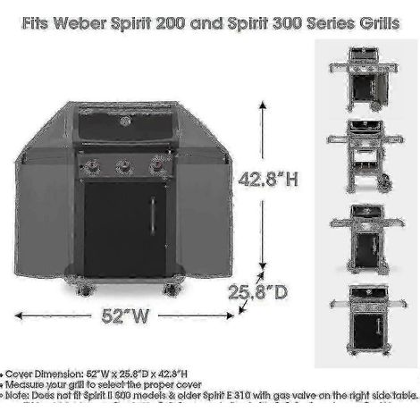 Wasserdichte 52-Zoll-Grillabdeckung, wetterfest für Weber Spirit 200 und 300, UV- und farbbeständig, robuste Grillabdeckung für den Außenbereich (1/5)