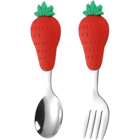 Cuillère fourchette pour bébés, 2 pièce Couverts pour la Cuillère de diversification alimentaire pour bébé, Fourchette (1/4)