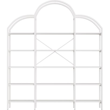 Librería de metal y MDF blanca 170 x 26 x 190 cm con 5 estantes y decoración de nube MODENUIT (1/5)