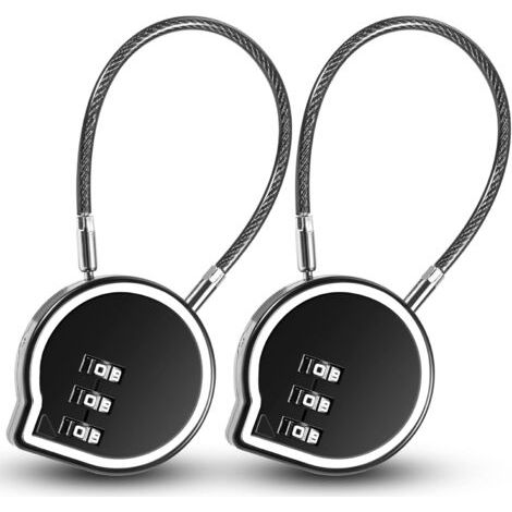 Serrure de casier à 2 entrées avec code à combinaison, serrure à combinaison robuste à 3 chiffres pour casiers, serrure à câble pour armoire, cadenas en zinc pour casier de gymnase, serrure à tampon a (1/5)