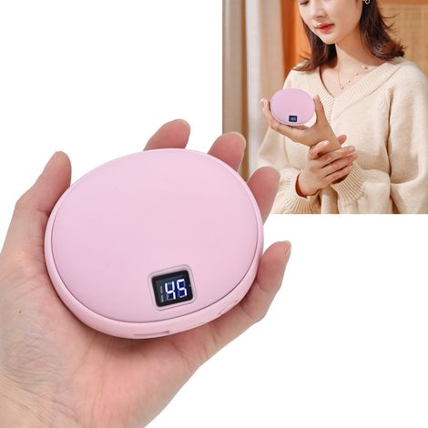 Tragbarer, doppelseitiger Mini-Handwärmer mit großer Kapazität von 10000mAh, 2-in-1-Handwärmer, USB-aufladbar, rosa. (1/5)