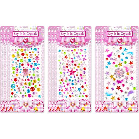 Sticker Rhinestone - 9 Feuilles Auto-Adhésives pour Loisirs Créatifs - Décoration Scrapbooking Cadres Photos Téléphones Mobiles - Enfants et Adultes - Lot Complet (1/5)