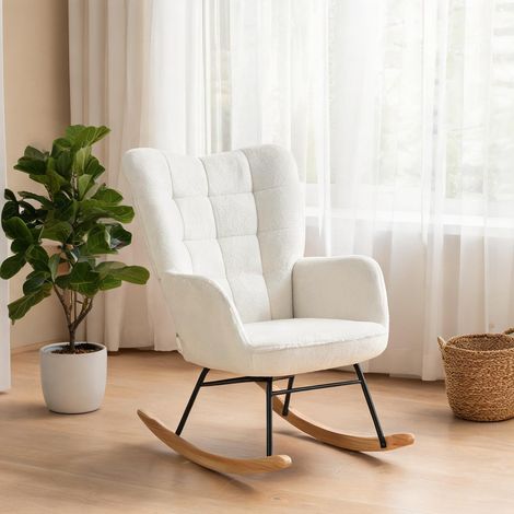 Fauteuil blanc en revêtement bouclette 71 x 98 x 101 cm (1/5)