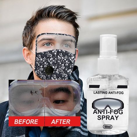 Spray antibuée nettoyant pour verres de lunettes, masque de ski, miroirs et vitres. Désembuage longue durée. (1/5)