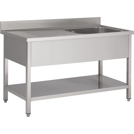 Plonge avec Étagère Evier à Droite ou à Gauche - Gamme 600 - Combisteel