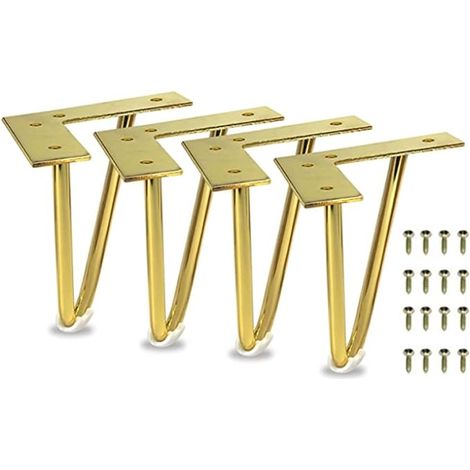 NatureMan Set mit 4 robusten Metallmöbelbeinen inklusive Schrauben für Schrank, Tisch, Sofa, TV-Ständer, Kommode (15,2 cm, Gold) (1/5)