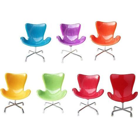 Mini chaises jouets à l'échelle 1/6, chaises cygnes en plastique, accessoires photo pour petits animaux (1/4)