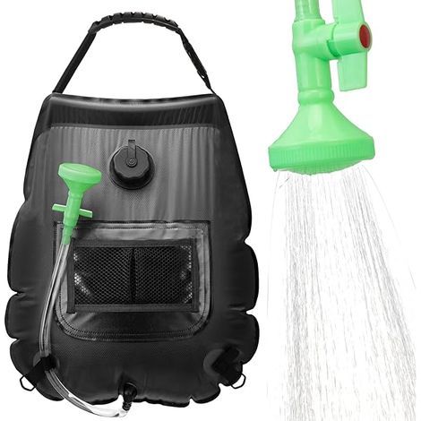 Sac Douche Solaire Portable - 20 L - Chauffage Solaire - Tête de Douche À Interrupteur - Tube Détachable - Pour Camping Randonnée Plage (1/3)