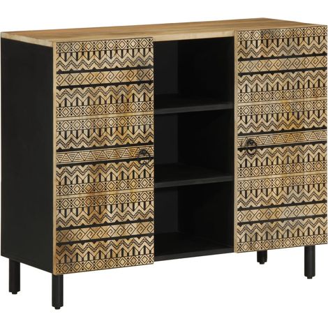 vidaXL Credenza 90x33,5x75 cm in Legno Massello di Mango Grezzo (1/5)