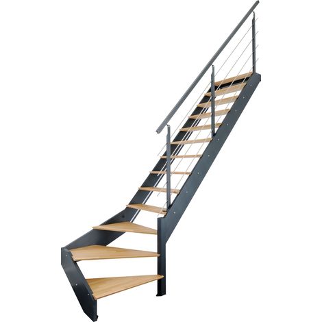 Escalier quart-tournant droit gris anthracite, Spark KORDO