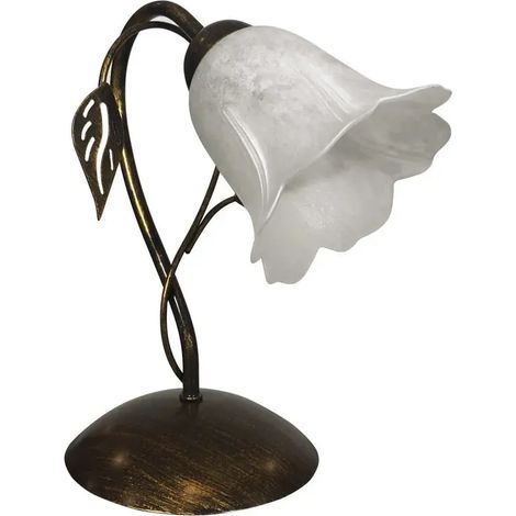 Lume Teresa lampe de table 1 lumière E14 marron or avec diffuseur en verre blanc