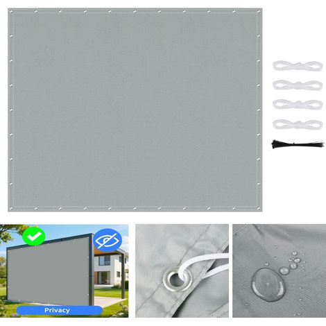 (Gris, 23M) Voile d'ombrage avec œillets, imperméable, protection UV à 95%, écran d'intimité pour pergola de jardin. (1/5)