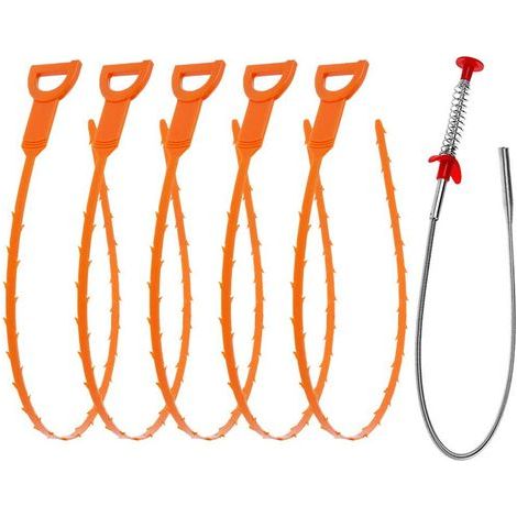 Furet deboucheur canalisation, Furet Deboucheur Evier Professionnel,Kit Debouchage Cheveux Douche Pince à Griffes Flexible pour Travailler Dans les Espaces Étroits Lot de 6 (1/5)
