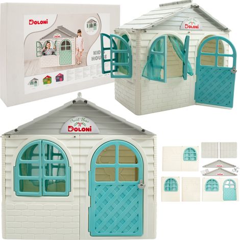 Casita de jardín infantil con cortinas, modelo 02550/15 - Espacio de juego seguro con certificado CEEN 71, producto nuevo en polaco. (1/5)