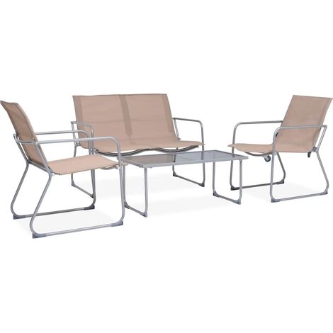 vidaXL Salon de jardin 4 pcs Tissu et acier Taupe (1/5)