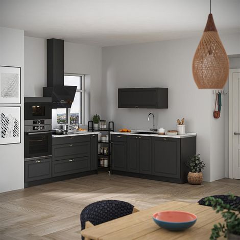 Küchenzeile Fame-Line, Anthrazit-Gold Landhaus/Anthrazit, 340 cm, AP Anthrazit, Vicco (1/5)