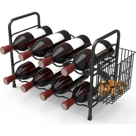 Casier à vin en métal rétro – 8 bouteilles