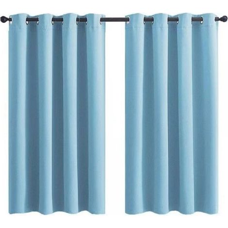 Rideau Occultant à Oeillets pour Chambre d'Enfant - Imprimé Uni Bleu Clair - 28x36 Pouces (71x91cm) - 2 Panneaux (SAMIMPORT-2011)
