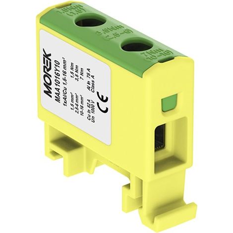 Conector de barra colectora 1,5-16 mm2 amarillo-verde 2 orificios 1P MAA1016Y10 Morek 3750