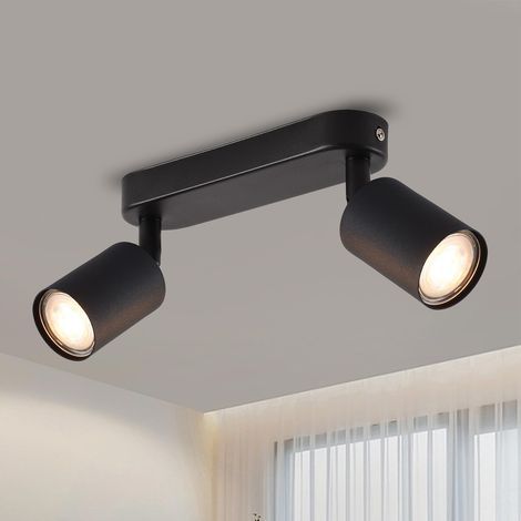 Ceiling Spotlights, GU10 Base, Black Metal, 350° Rotatable, 180° Tiltable, Indoor Living Room/Bedroom (1/5)