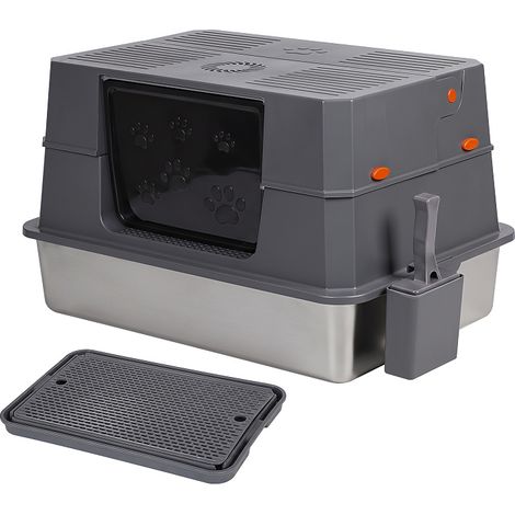 TolleTour Bac à litière XXL semi fermé en acier inoxydable 71 x 51 x 43 cm 20L avec tapis (1/5)