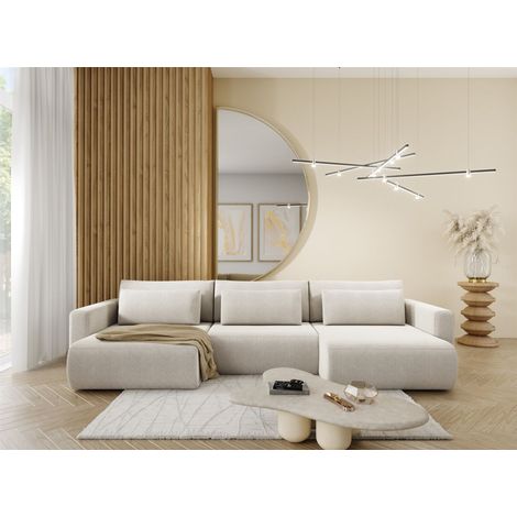 Wohnlandschaft Sofa mit Schlaffunktion CHAIRA Stoff Curio Hellgrau (1/3)