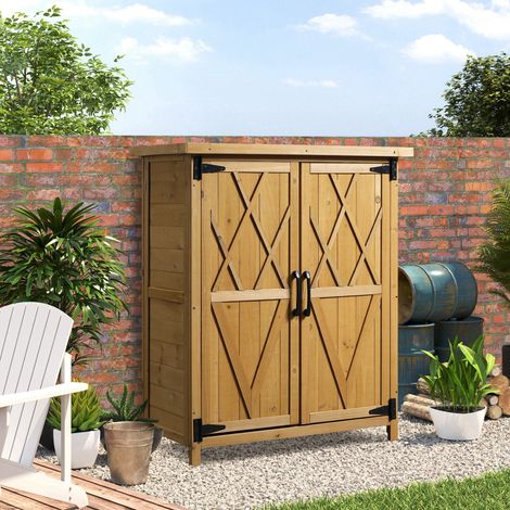 Casetta da giardino 0,24 m² 75x40x90 cm con 4 ripiani e tetto zincato per riporre attrezzi, colore naturale.