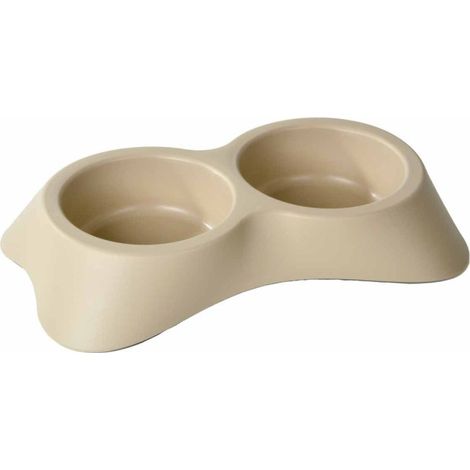 Gamelle Double pour Chien & Chat "Mocaccino" 500ml Taupe (1/2)