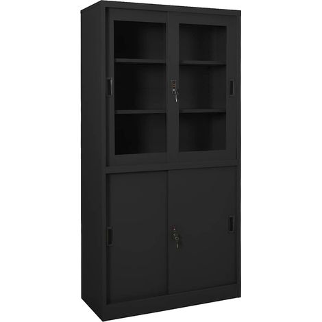 Teenpull – Büroschrank mit Schiebetür Anthrazit 90x40x180 cm Stahl (1/5)