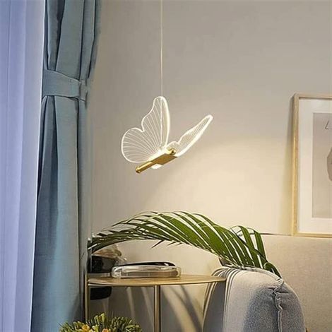 Lampe à Suspension Papillon créative contemporaine Usine Couleur Or Lustre Chevet Chambre LED Lampe Suspendue Lustre en Acrylique doré Lustre Restaurant hôtel Bar plafonnier (1/5)