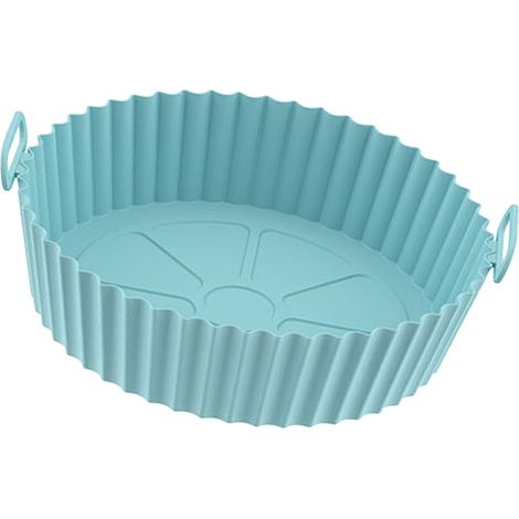 Tapis de friteuse rond en silicone alimentaire épais, flexible, facile à nettoyer et réutilisable, bleu-vert (1/5)
