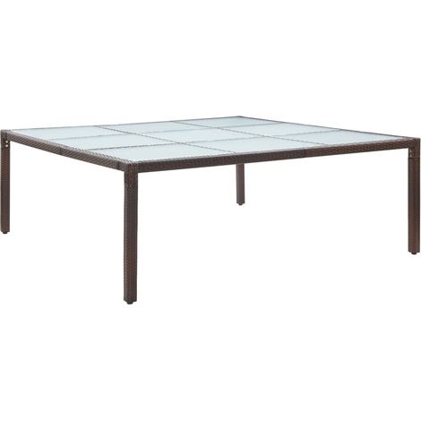 Table à dîner de jardin Marron 200x200x74 Résine tressée (1/4)