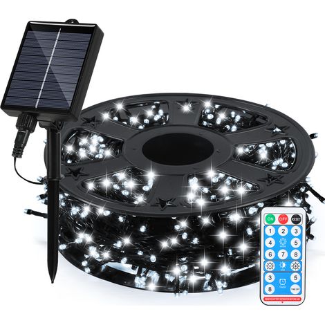 TolleTour Luci Solari da Esterno 50 m 500 LED, Catena Luminosa Impermeabile 8 Modalità per Natale, Giardino e Terrazza, Bianco Freddo (1/5)
