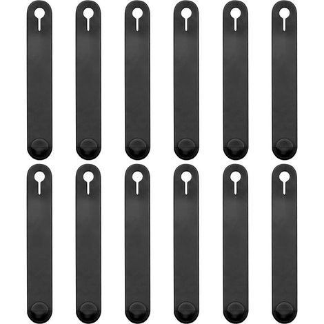 Attaches De Câble Réutilisables En Silicone, Larges Attaches De Câble En Caoutchouc Noir Pour Motos, Organiseur De Câbles Pour Chargeurs De Téléphone Portable, Ordinateurs (80 Mm, 12 Pièces) (1/5)