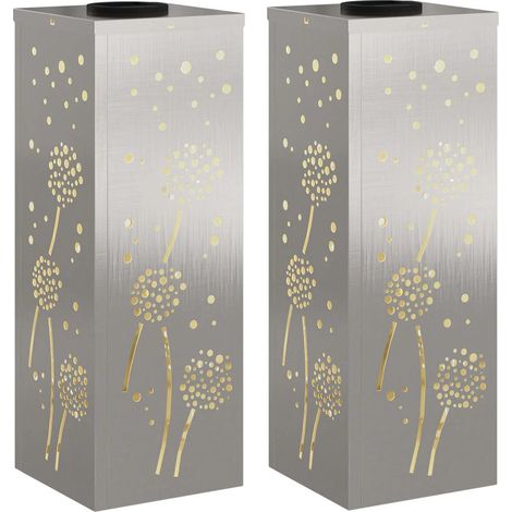 Set di 2 luci da sentiero solari dal design moderno per esterni 18 x 18 x 50 cm in acciaio inossidabile arrugginito 020052584