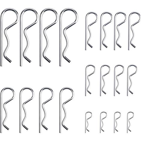 [NEVER USED] 20-piece R-Clip retaining pins, galvanized, heavy-duty split pin coupling bolt assortment set for tow truck locking systems, M1.2–M3.5 (1/4)