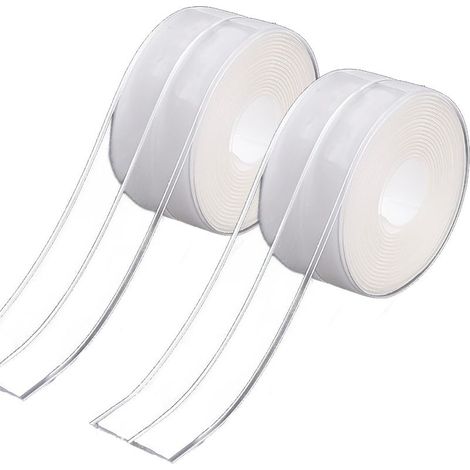 2 Rouleaux Joint Salle De Bain Transparent, Ruban Joint Baignoire, Joint Plan De Travail Cuisine, Joint Adhesif Anti-moisissure Pour Salle De Bain Toilettes Cuisine évier, 38mmx3.2m (1/5)