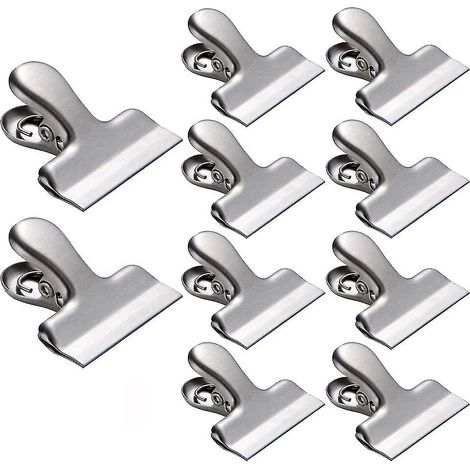Lot de 10 pinces à sac, en acier inoxydable, petites pinces bulldog de 1,5 pouce (1/5)
