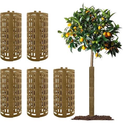 Lot de 5 protections pour tronc d'arbre 15 po x 10 po, brun,manchons pour protéger l'écorce et empêcher les débroussailleuses