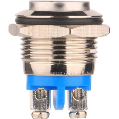Gebildet 5pcs 16mm 5A 12V/24V/125V/250VAC Bouton Poussoir momentané Bornes à vis en Acier Inoxydable Bouton étanche à l'eau (Tête Haute)