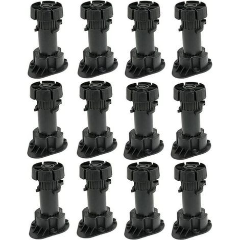 Set mit 12 verstellbaren Möbelfüßen, Kunststoff-Schrankfüße mit Clip-Befestigungsfuß – Höhe 120 bis 150 mm (1/5)