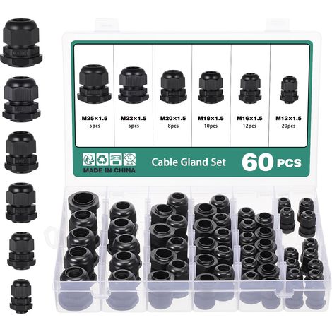 60PCS Presse-Étoupes Étanches, Glandes de Câbles en Nylon (1/5)