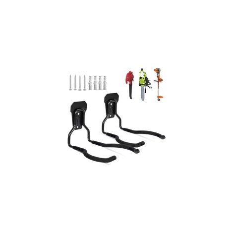 Lot de 2 crochets pour débroussailleuse, support mural pour balai, crochet mural pour garage, crochet pour outil électrique de jardin, tondeuse à gazon filaire, support pour mauvaises herbes (1/5)