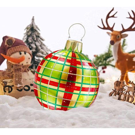 Boules de Noël gonflables géantes de 60 cm - Décoration extérieure - Grandes boules de Noël pour mariage, festival, décoration d'intérieur, cour, pelouse, jardin, décoration extérieure, avec ponce (pl (1/5)