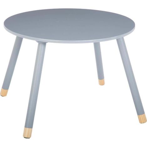 Atmosphera – Table enfant ronde D. 60 cm – Hauteur 43,5 cm – Plateau MDF – Pieds en pin – Design années 50 – Pour chambre ou coin bureau