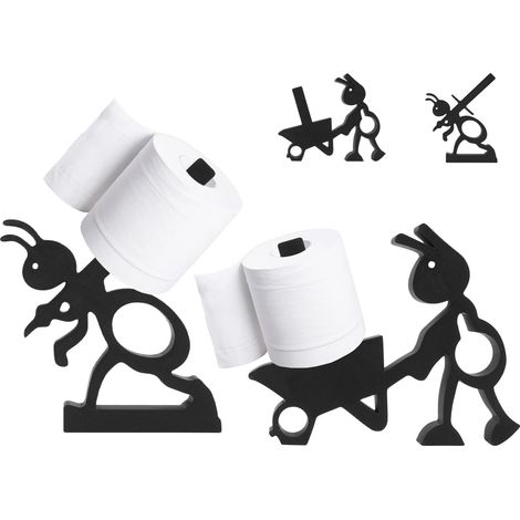 Lot de 2 porte-papier toilette amusants, porte-papier toilette léger, support de papier toilette en forme d'animal noir pour fourmis, brouette, porte-rouleau de papier toilette (1/5)