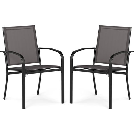 Set di 4 sedie da giardino impilabili per terrazza 61 x 57,5 x 89 cm comfort ottimale metallo grigio 200012586