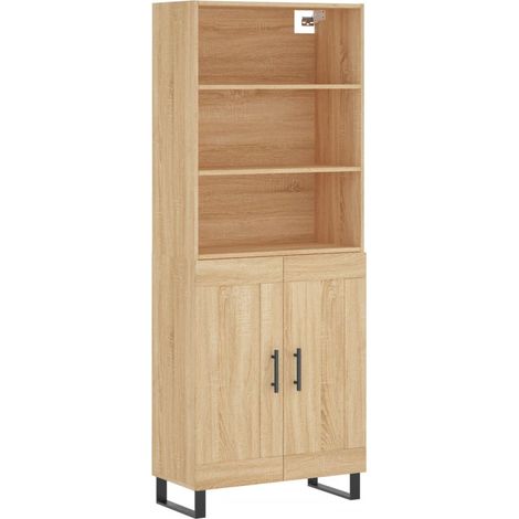 Buffet,Bahut,Meuble de Rangement haut Chêne sonoma 69,5x34x180 cm Bois d'ingénierie CFW38089 (1/5)